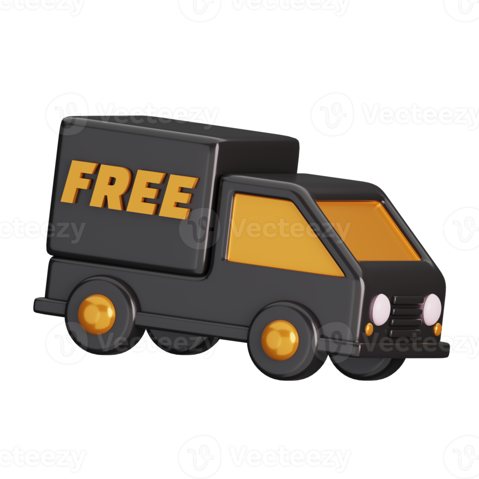 camión gratis entregando aislado. negro viernes compras concepto. 3d hacer ilustración. png