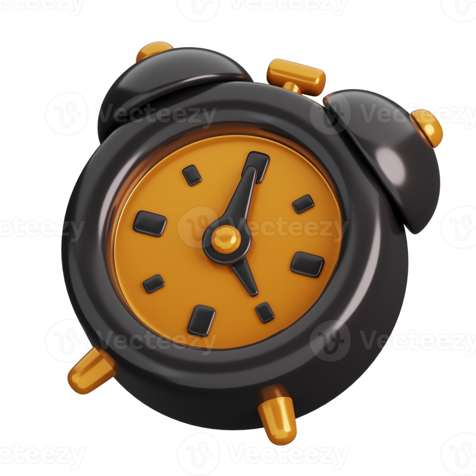 Alarm clock isolated. Black Friday Shopping Concept. 3D render illustration. png