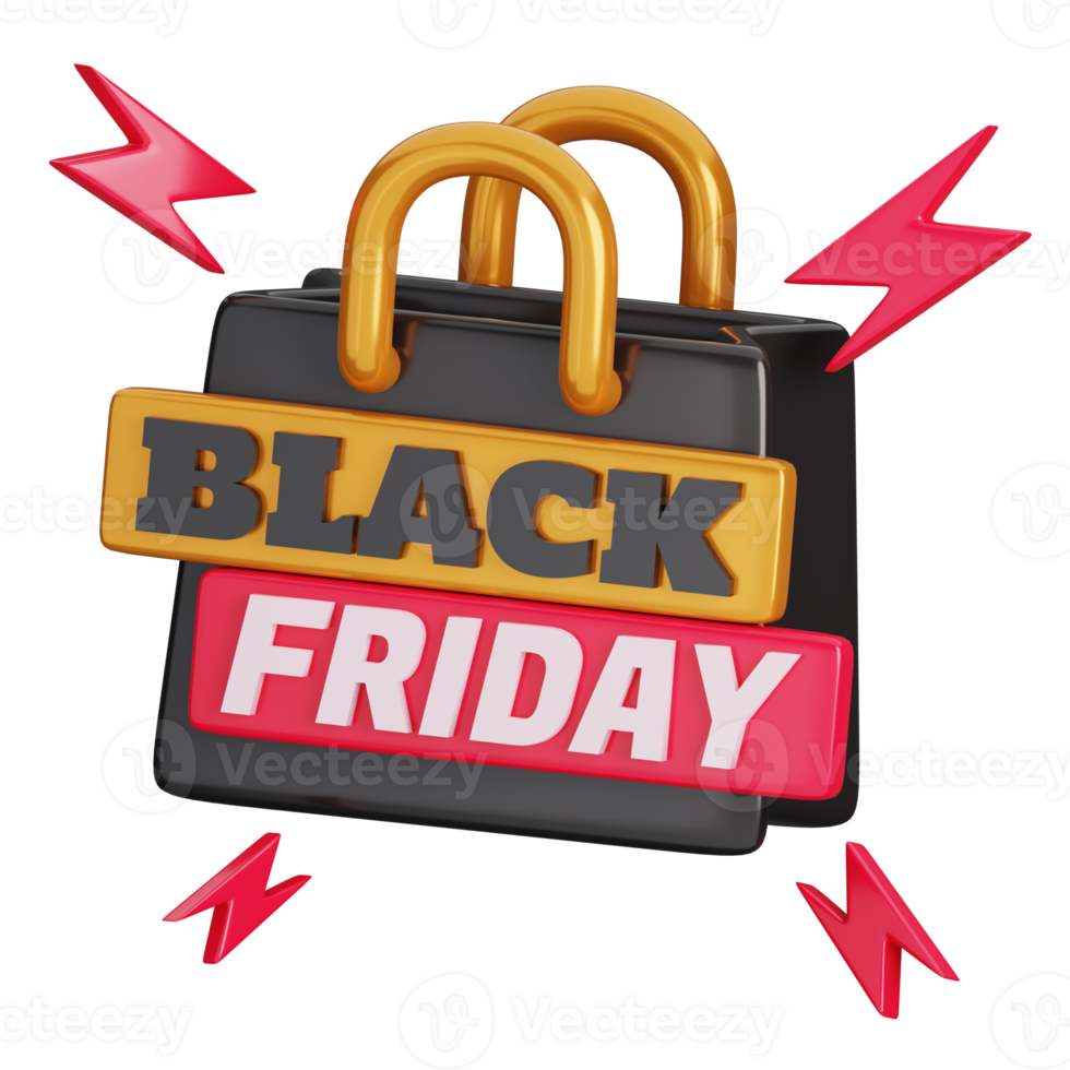 Shopping bag isolated. Black Friday Shopping Concept. 3D render illustration png