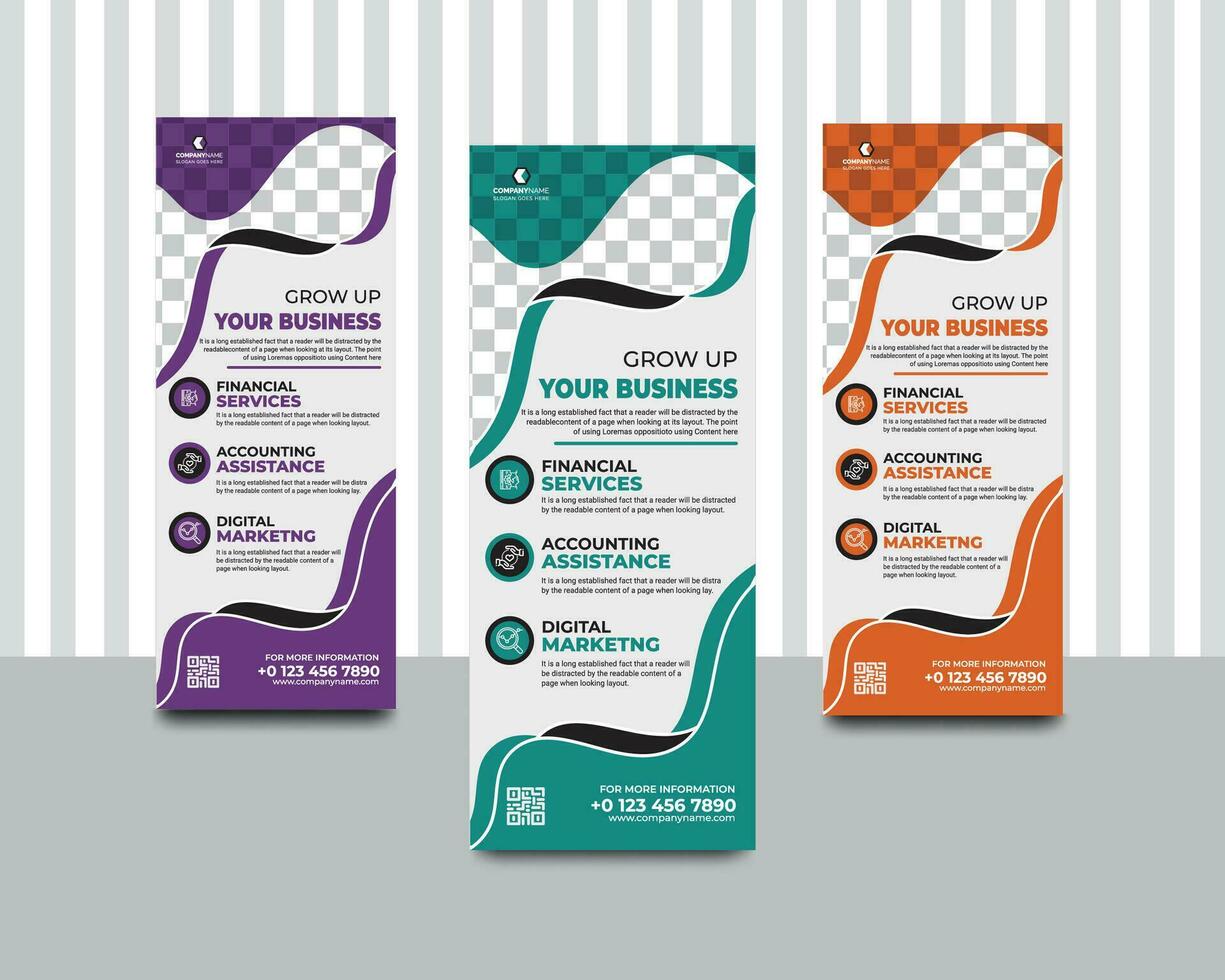 Corporate business roll up banner stand template design vector