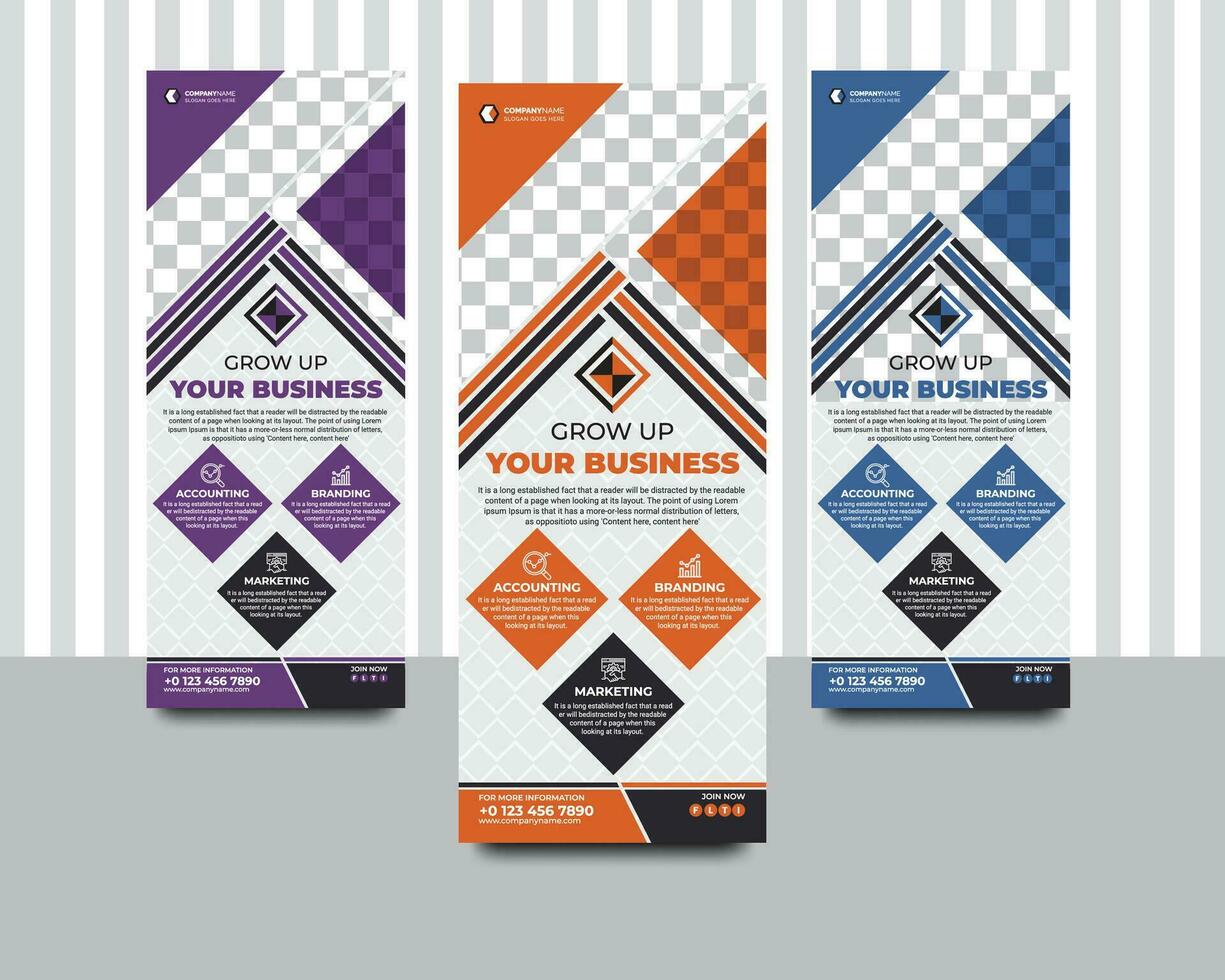 Corporate business roll up banner stand template design vector