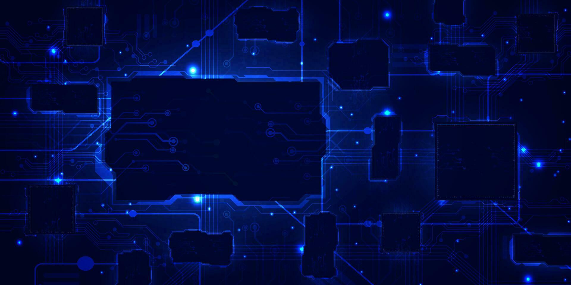 Digital technology CPU processor chip blue background, cyber nano circuit board microchip, abstract communication, innovation futuristic tech, internet network connection, Ai big data, illustration 3d vector