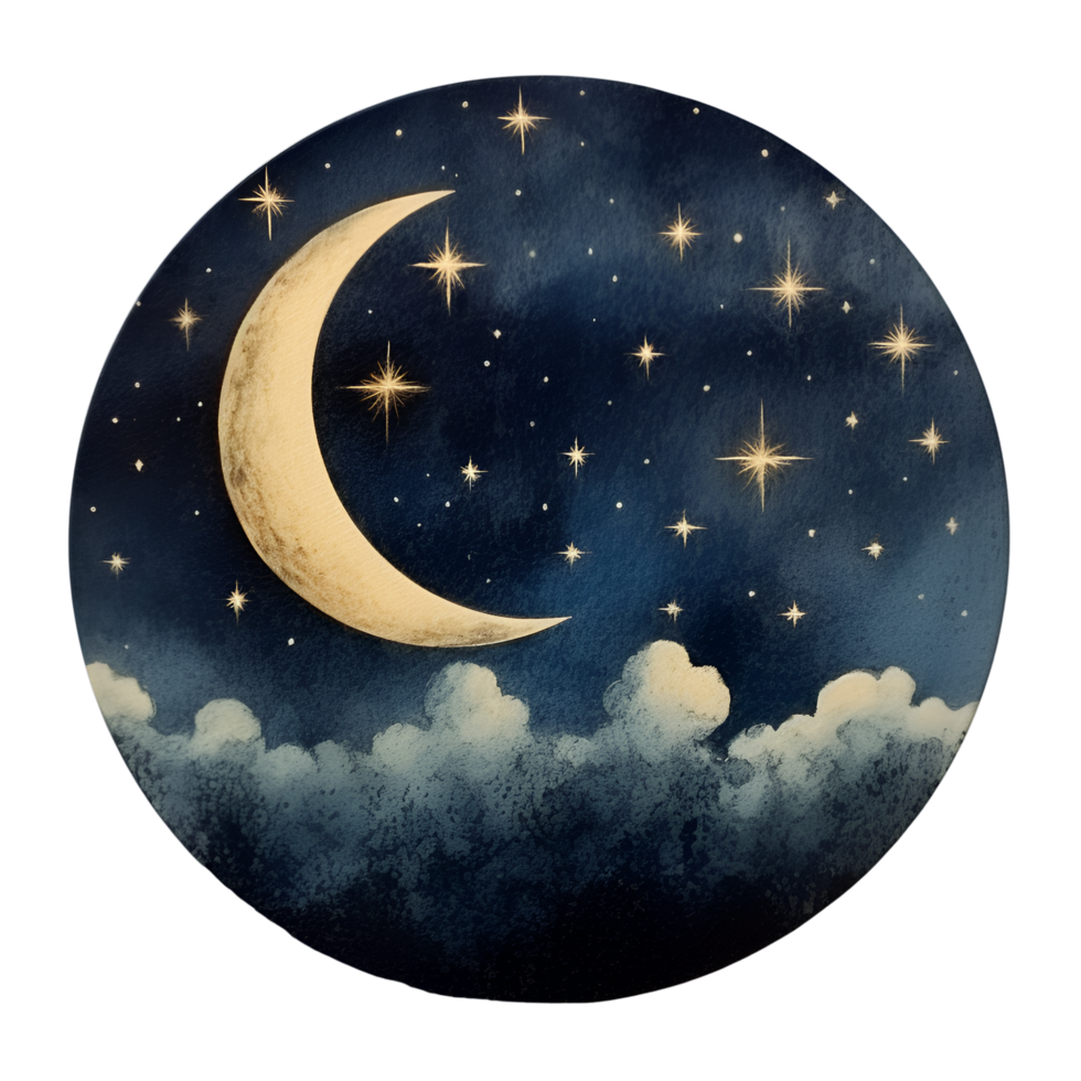 Mond Sterne Nacht Himmel Aquarell Clip Art ai generiert png