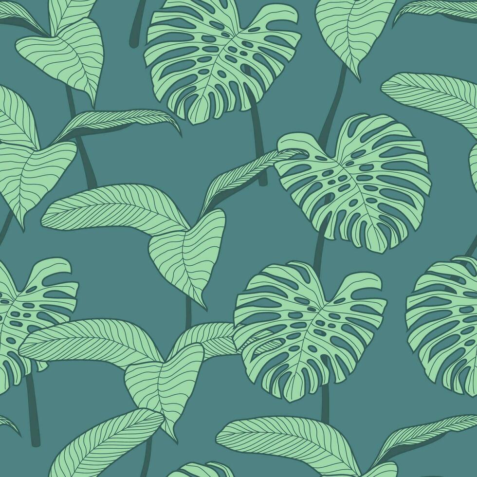 Floral seamless pattern with leaves. tropical background vector