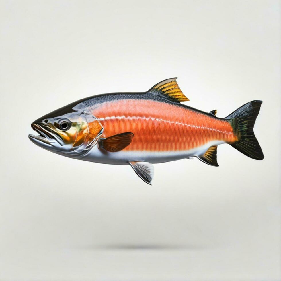 Salmon Fillet on a White Background, AI Generated photo