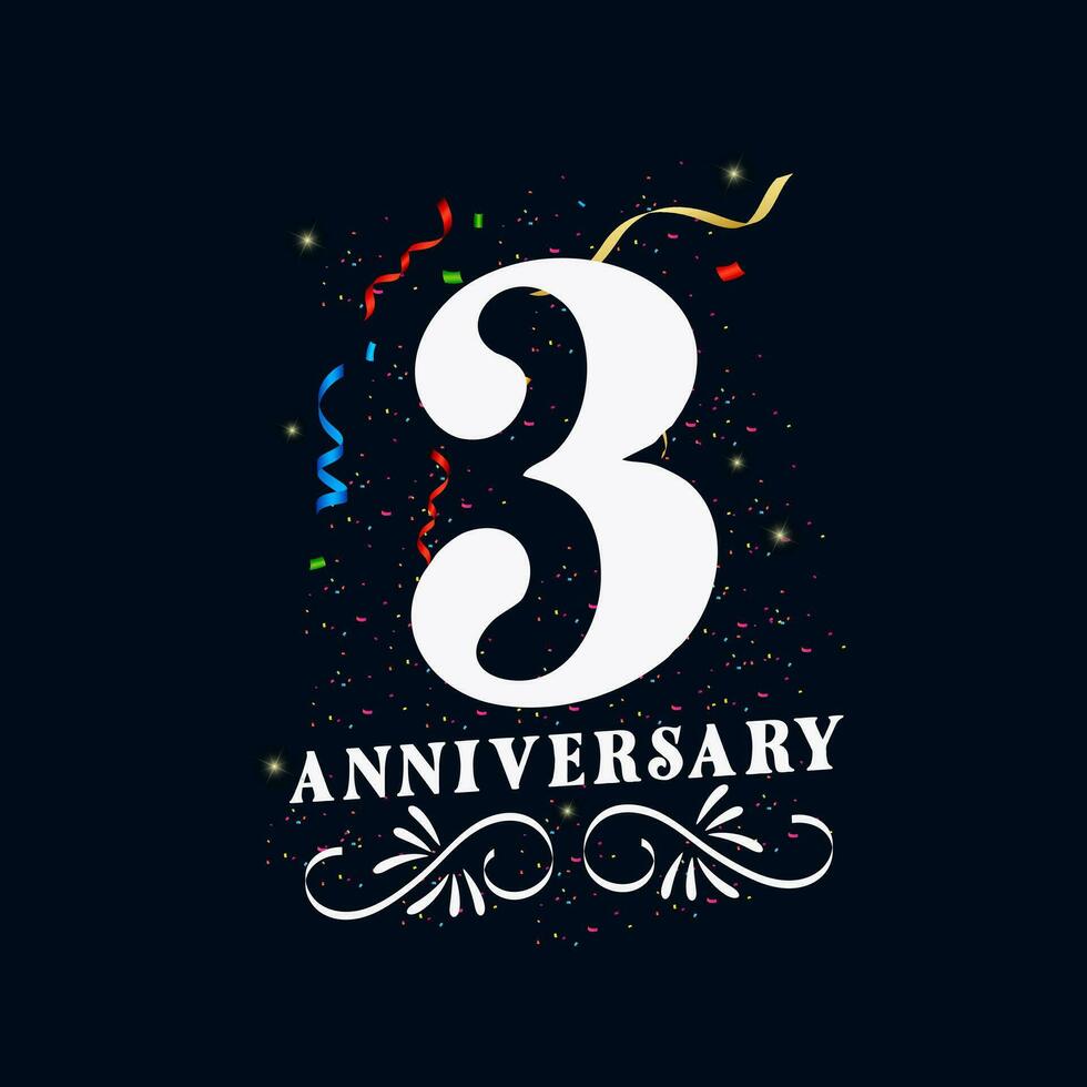 3 Anniversary luxurious Golden color 3 Years Anniversary Celebration Logo Design Template vector