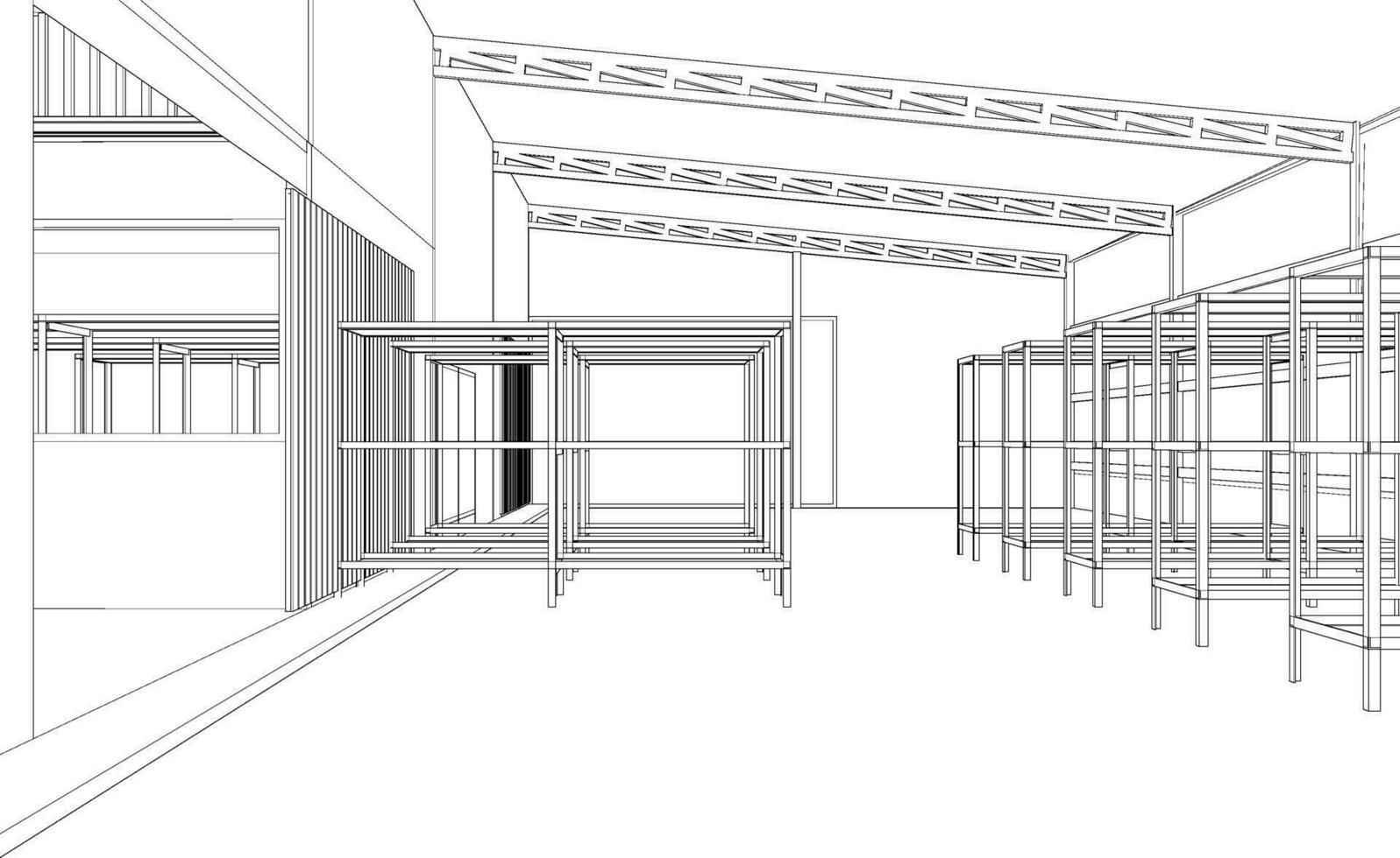 Ilustración 3D del proyecto de construcción vector