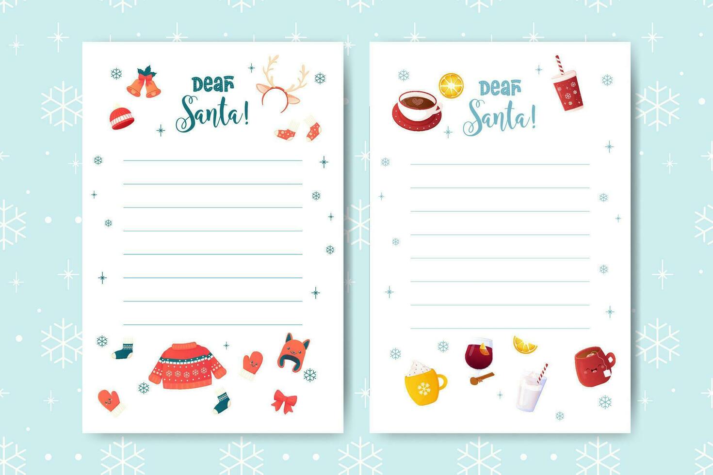 letter to santa, new year, winter. template, mockup , Vector