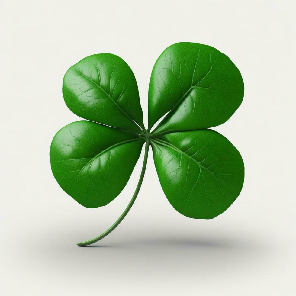 Shamrock Four Leaf Clover on White Background, AI Generated photo