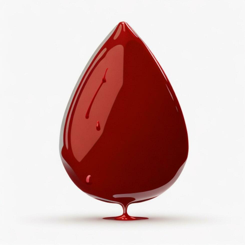 Realistic Blood Drop on White Background, AI Generated photo