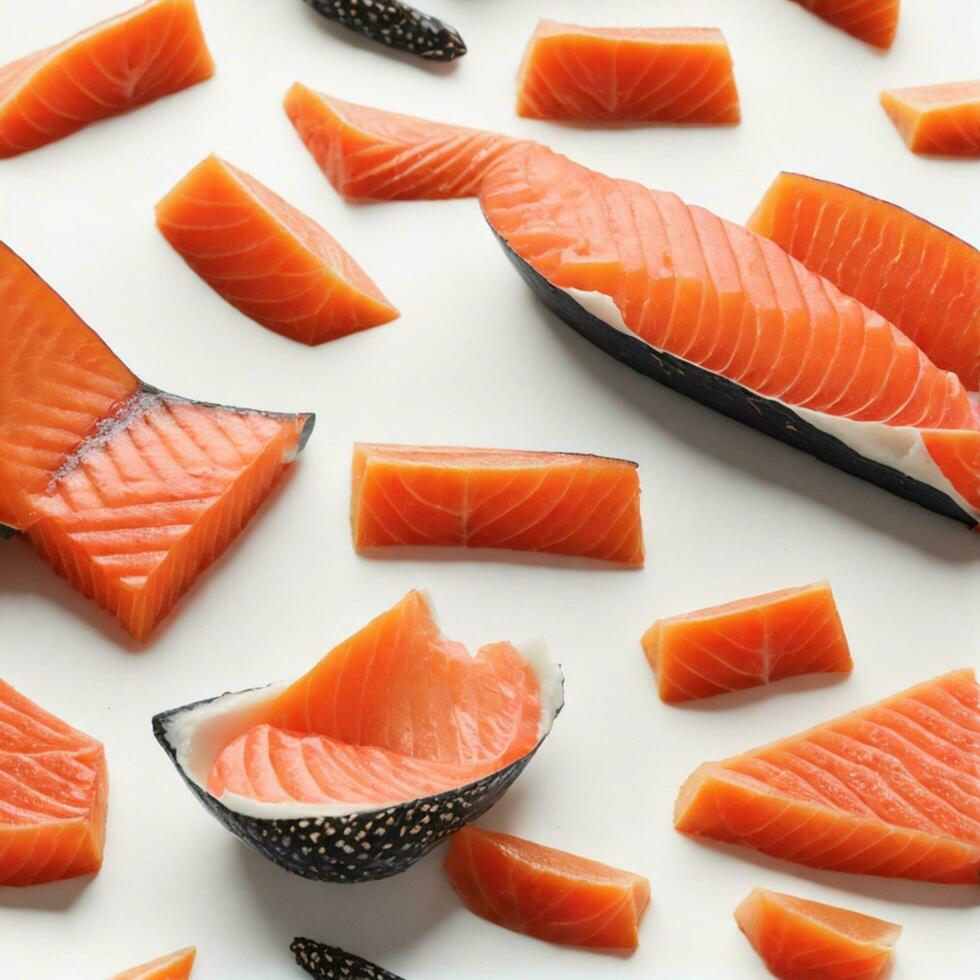 Salmon Fillet on a White Background, AI Generated photo