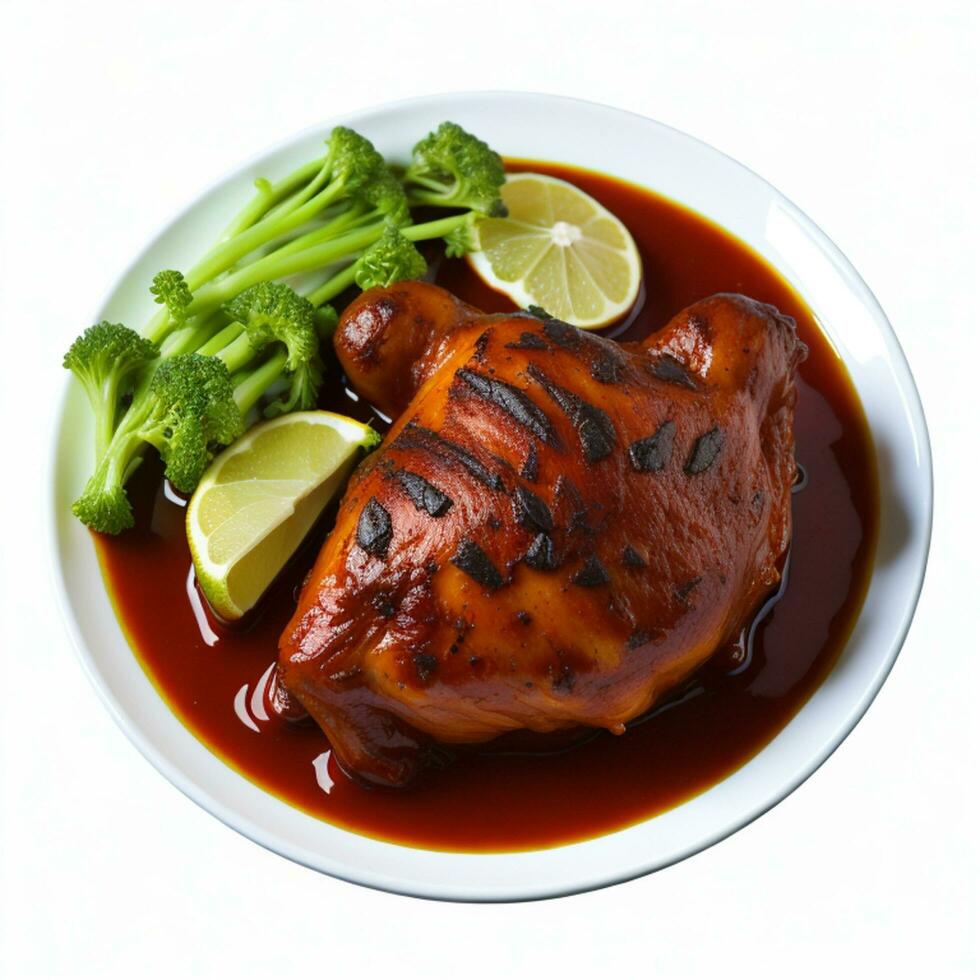 Chicken Adobo Flavorful Dish on a Clean White Background, AI Generated photo