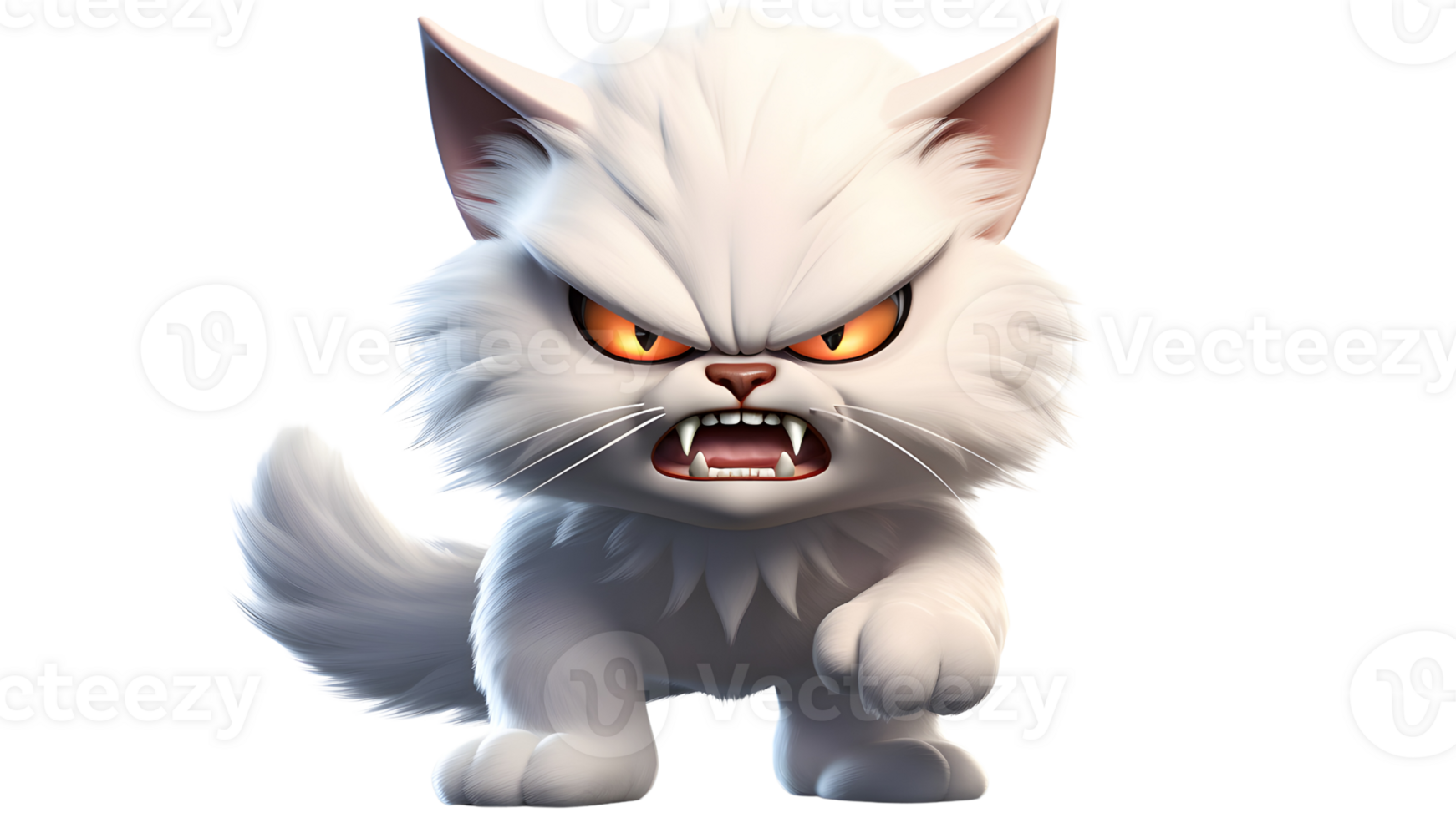 an angry Halloween monster cat with big eyes and a big mouth ai generative png