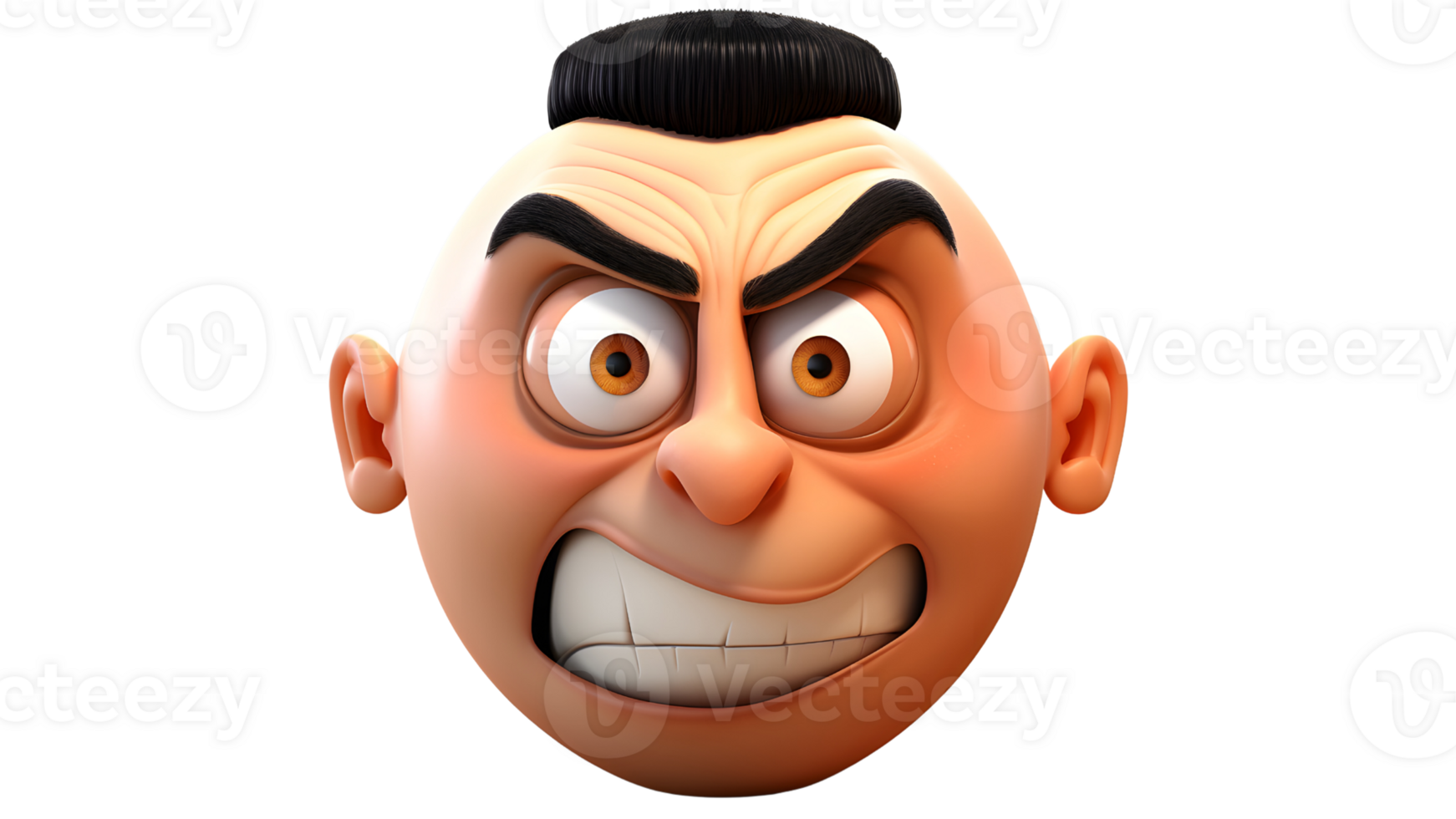 een boos tekenfilm Mens met een zwart haar- ai generatief png