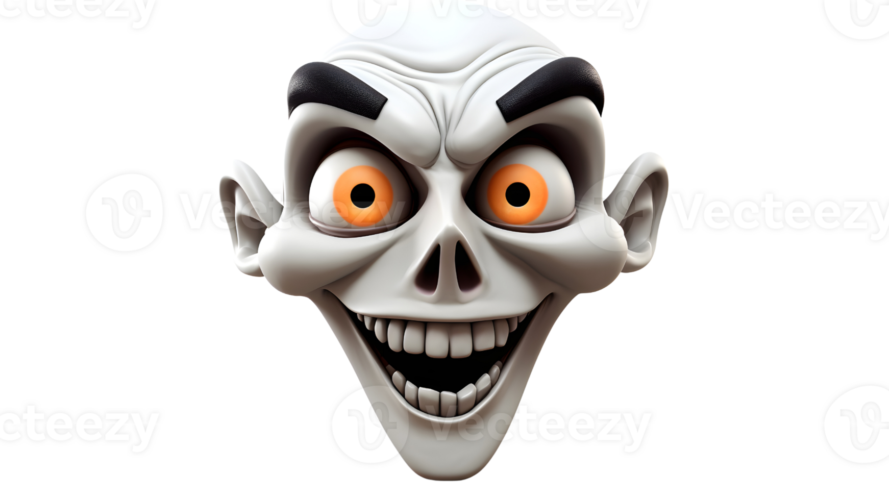 a ai generative cartoon face with orange eyes and a smile png