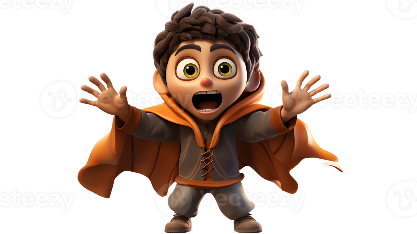 a cartoon boy with a cape and hood  ai generative png