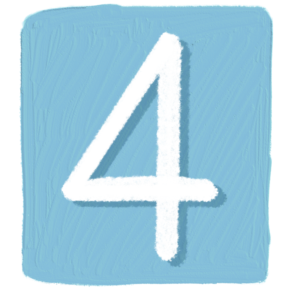 número 4 4 en un azul cuadrado png