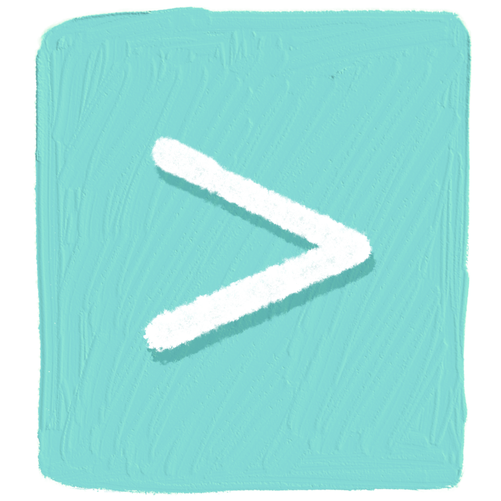 The Greater than or angle bracket sign is in the green square. png
