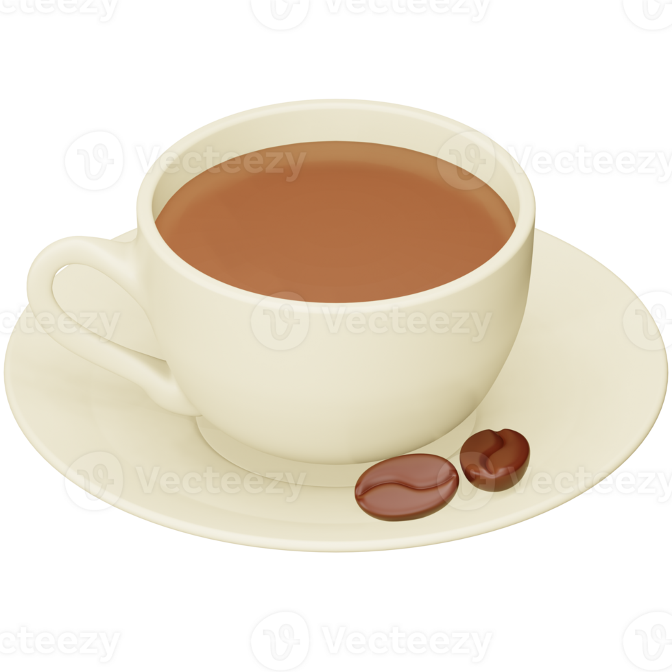 Hot coffee 3d rendering isometric icon. png