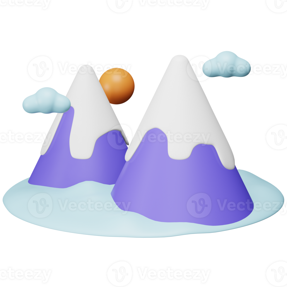 Mountain 3d rendering isometric icon. png