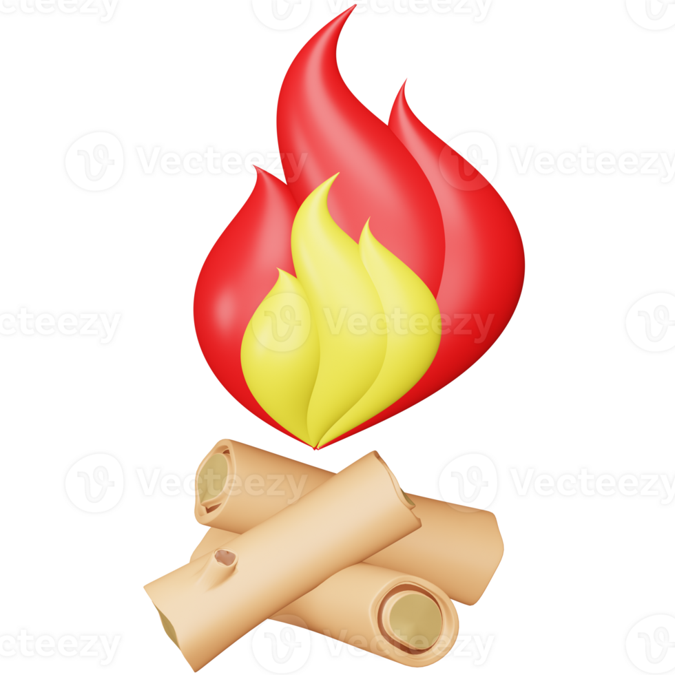 Bonfire 3d rendering isometric icon. png