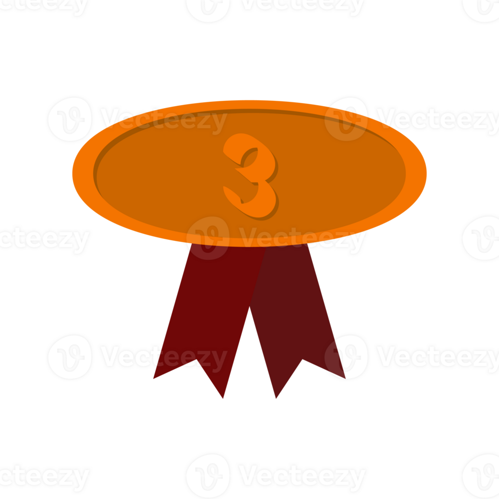 Third Place Bronze Medal Red Ribbon Basic Shape png