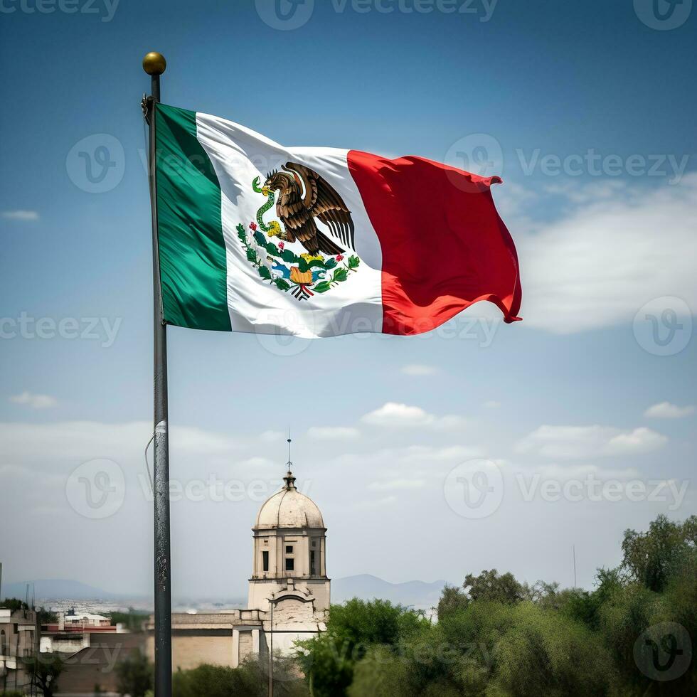 bandera de mexico ondulación en el viento foto