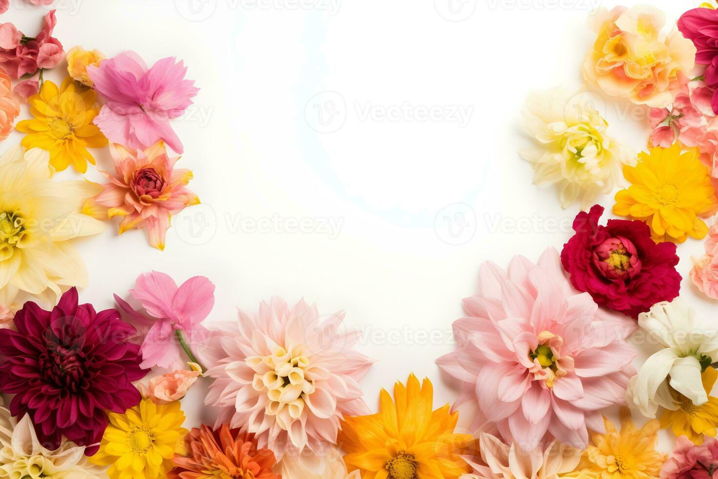 Colorful flowers composition on white background photo