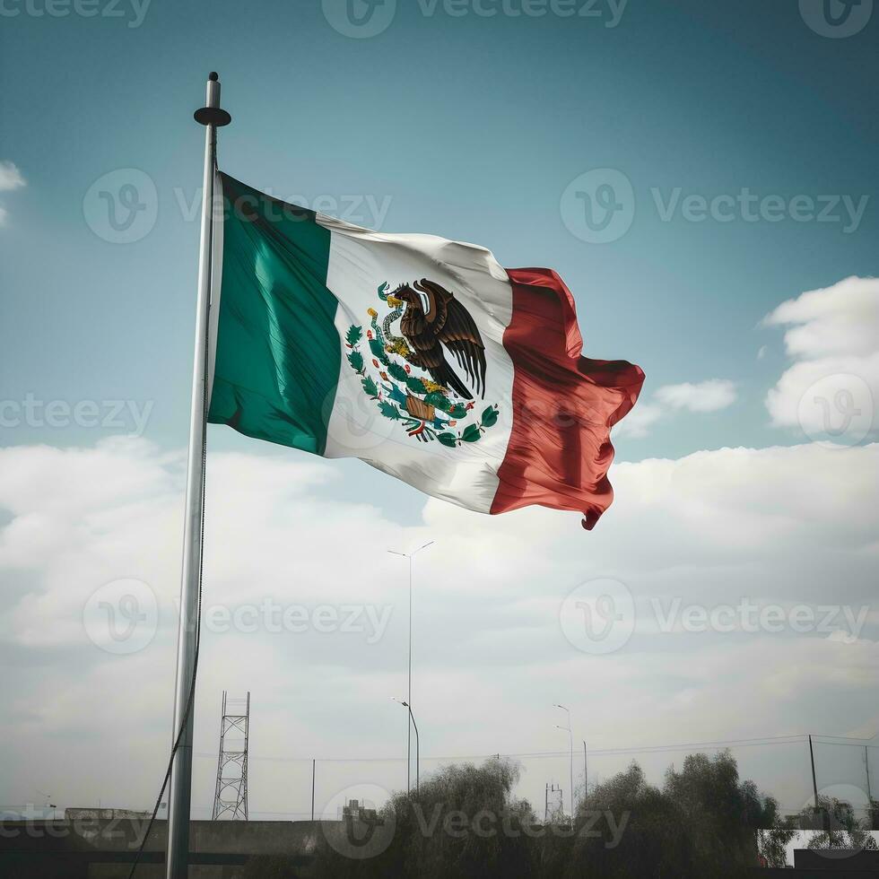 bandera de mexico ondulación en el viento foto