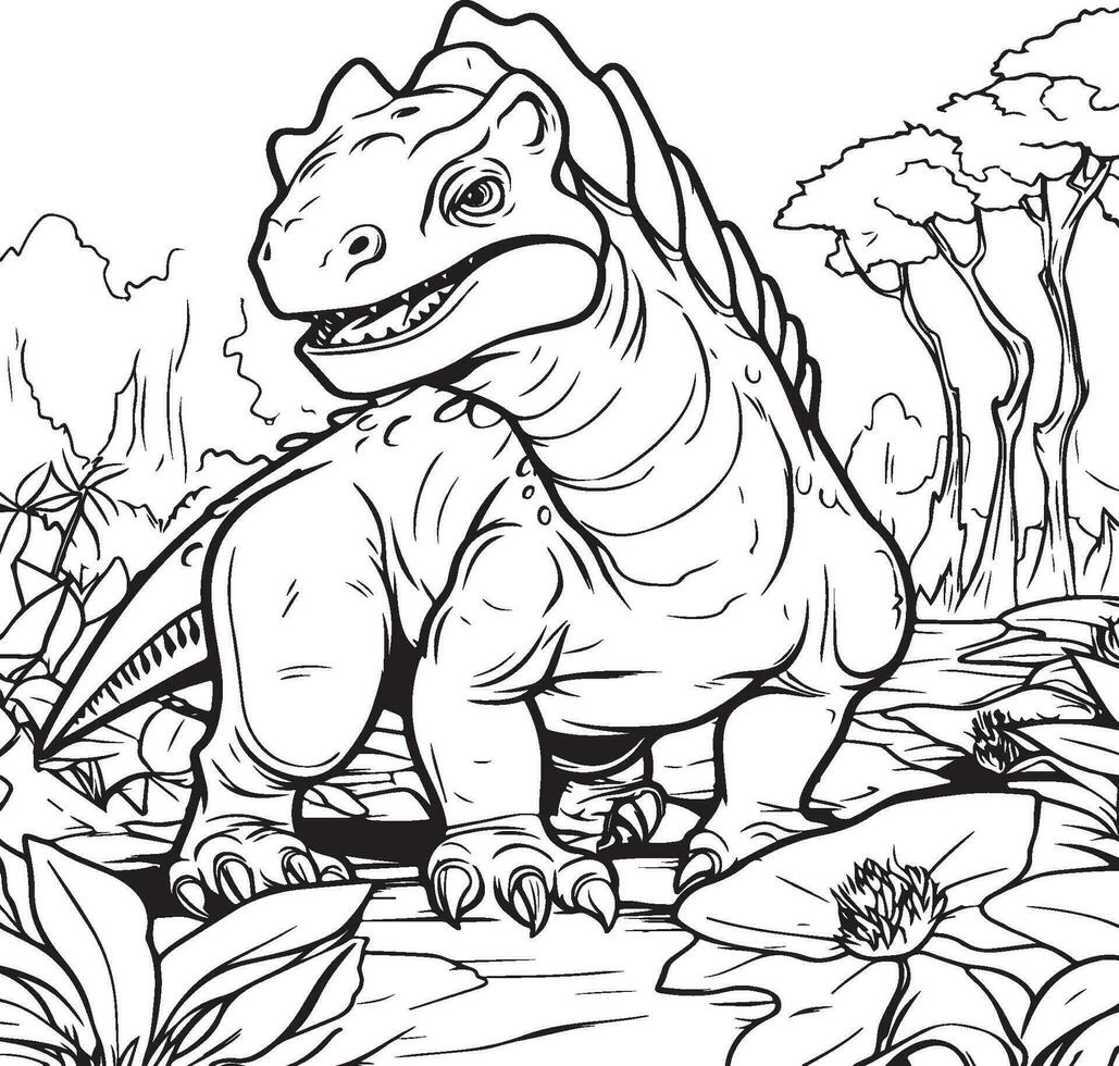 coloring page for dinosaure vector