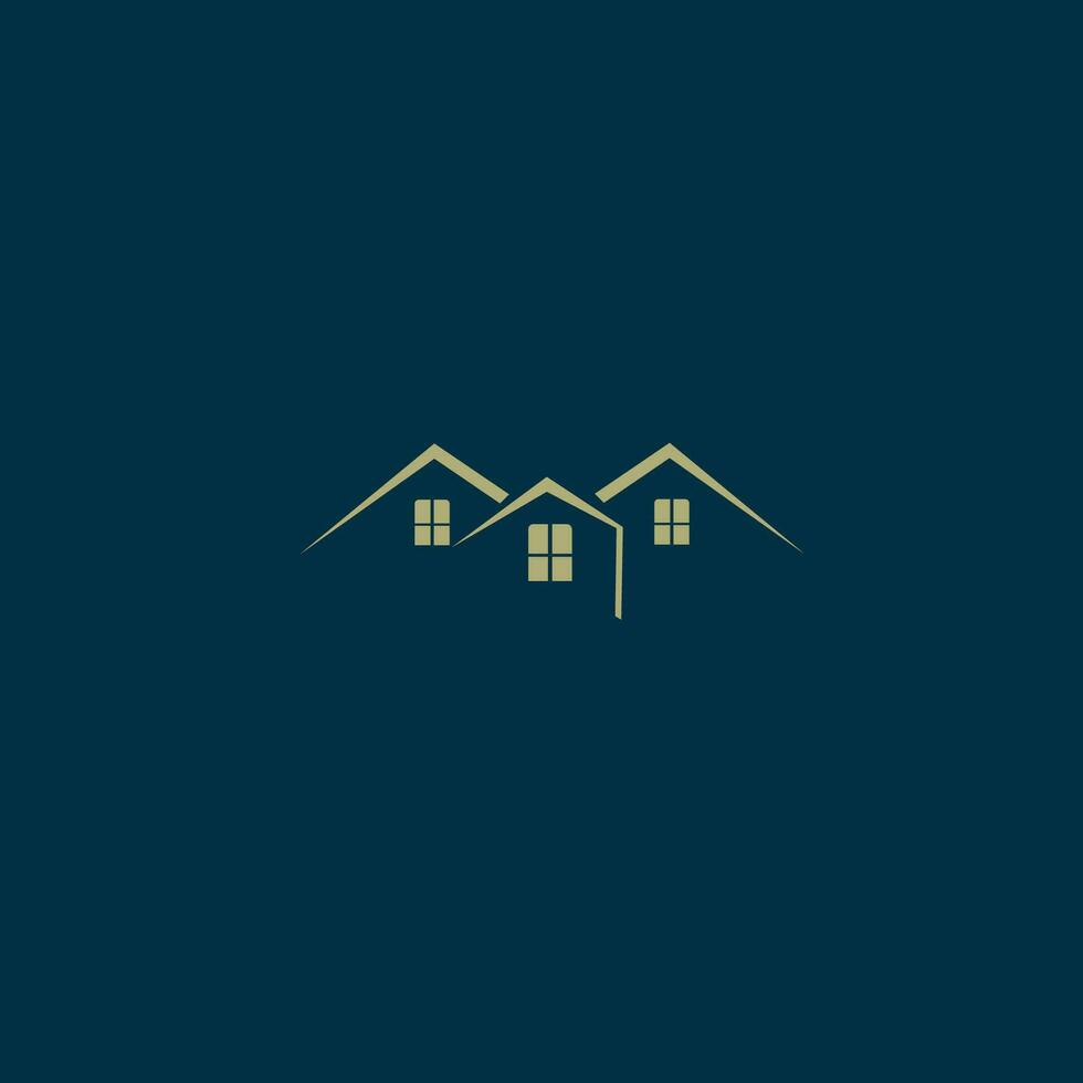 3 houses minimal logo icon vector