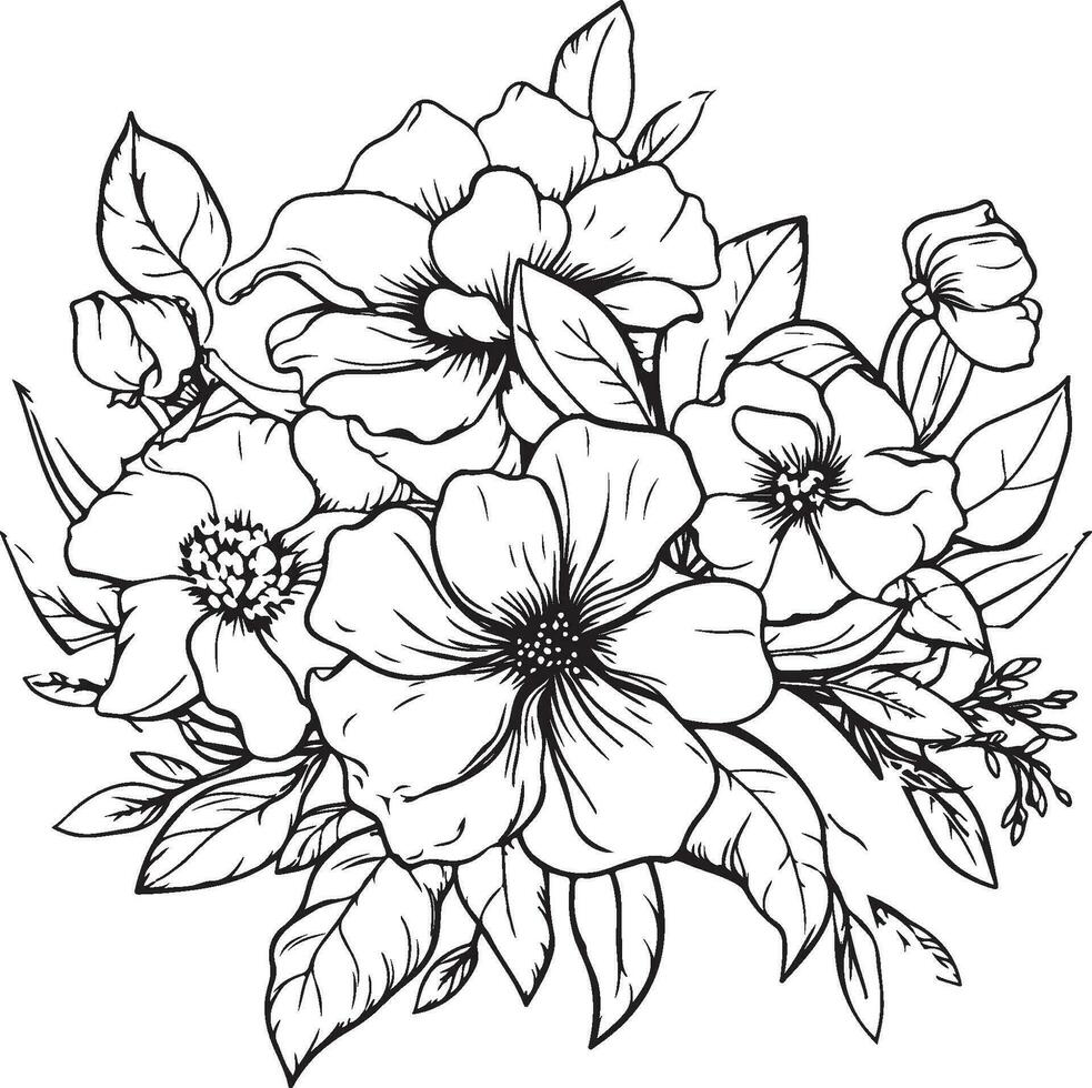 flowers coloring page vector