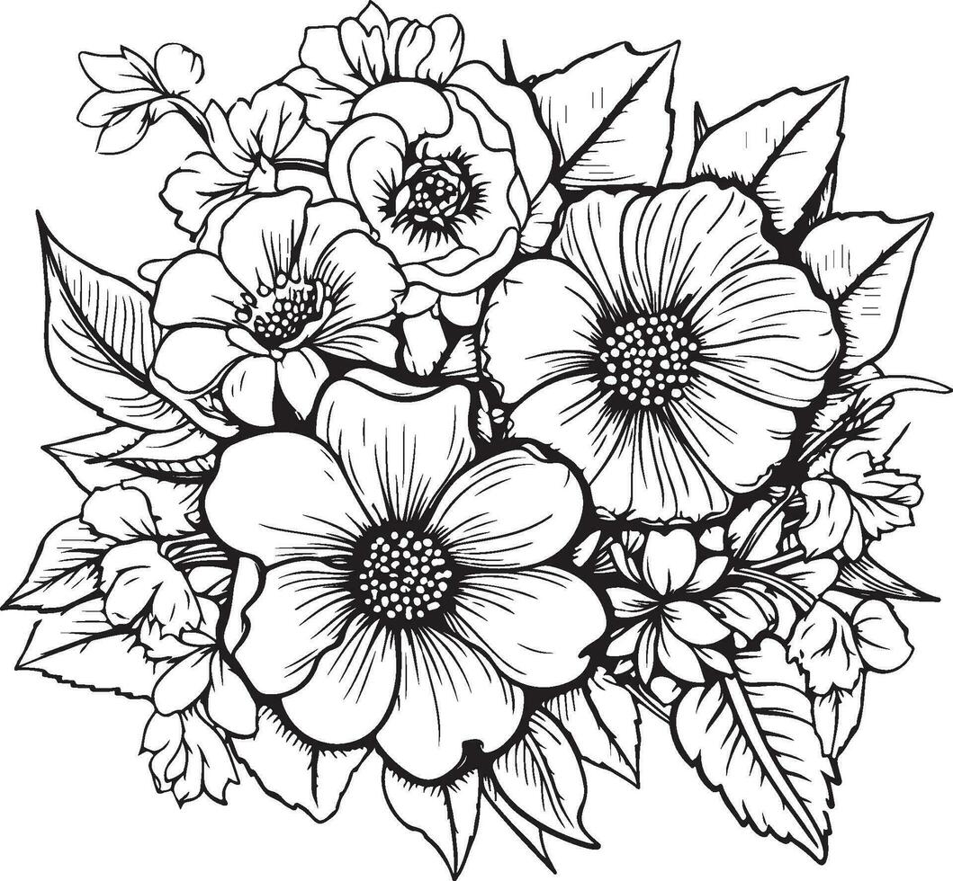 flowers coloring page vector