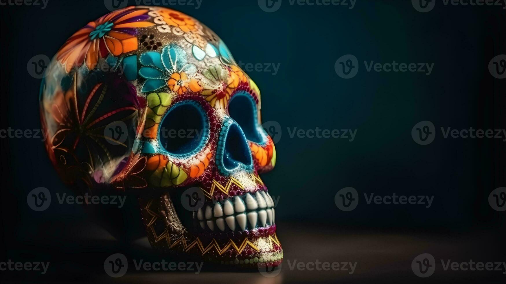 Day of the Dead Sugar Skull  with copyspace photo