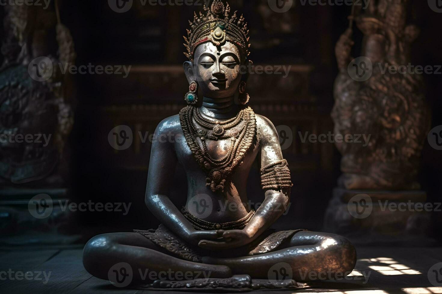 un dorado estatua de un Buda en templo foto