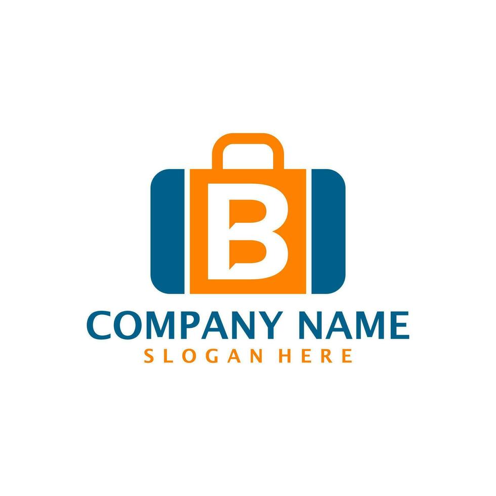 Letter B with Suitcase logo design vector. Initial B with Suitcase logo design template concept vector