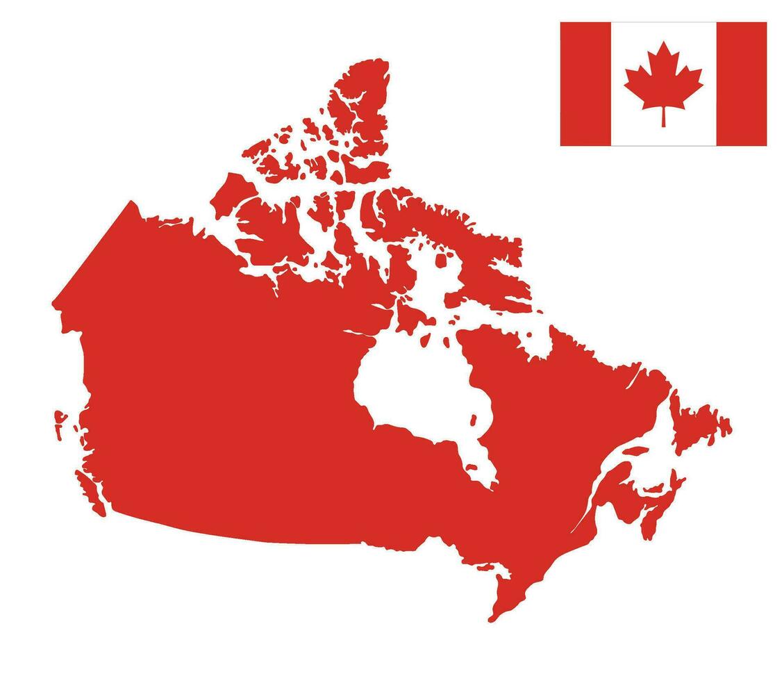Map of Canada with Canadian flag. vector
