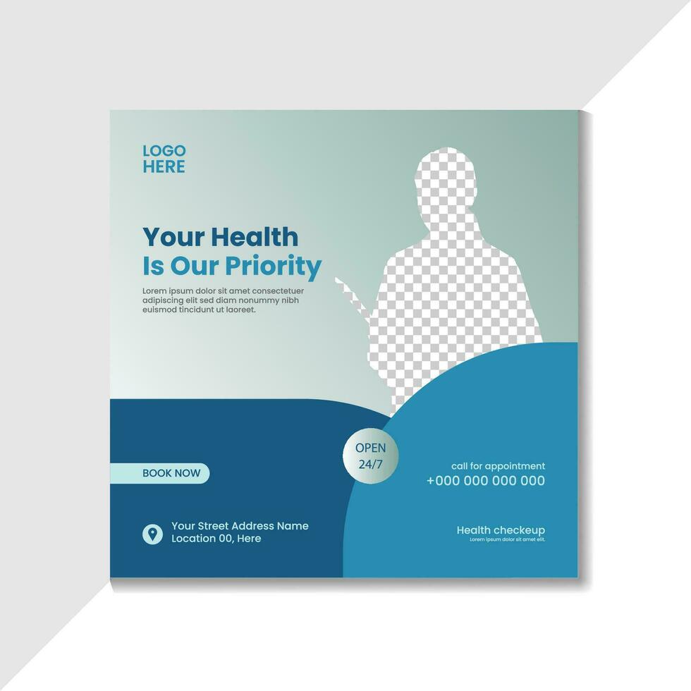 professional medical health square banner for social media post design vector