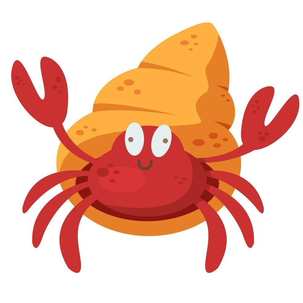 hermit crab. summer sea beach concept vector