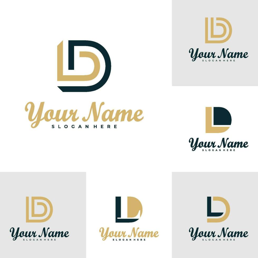Set of Letter LD logo design vector. Luxury LD logo design template concept vector