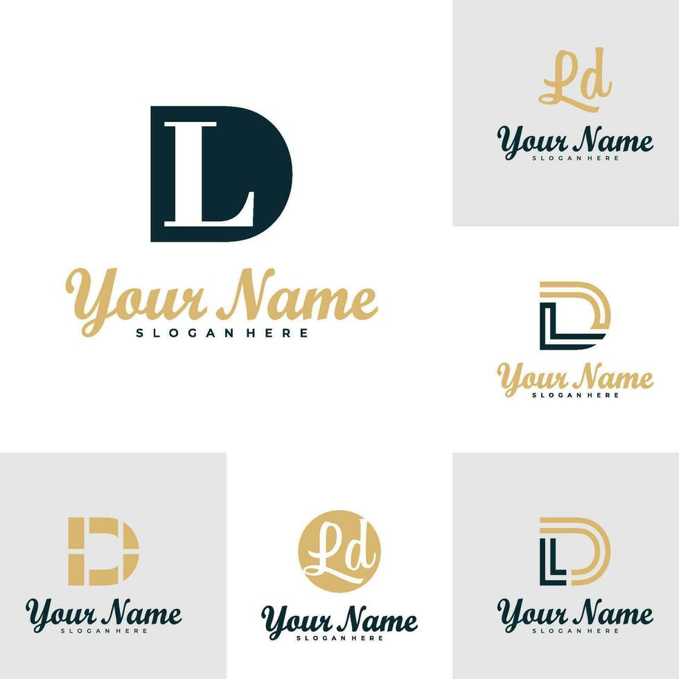 Set of Letter LD logo design vector. Luxury LD logo design template concept vector