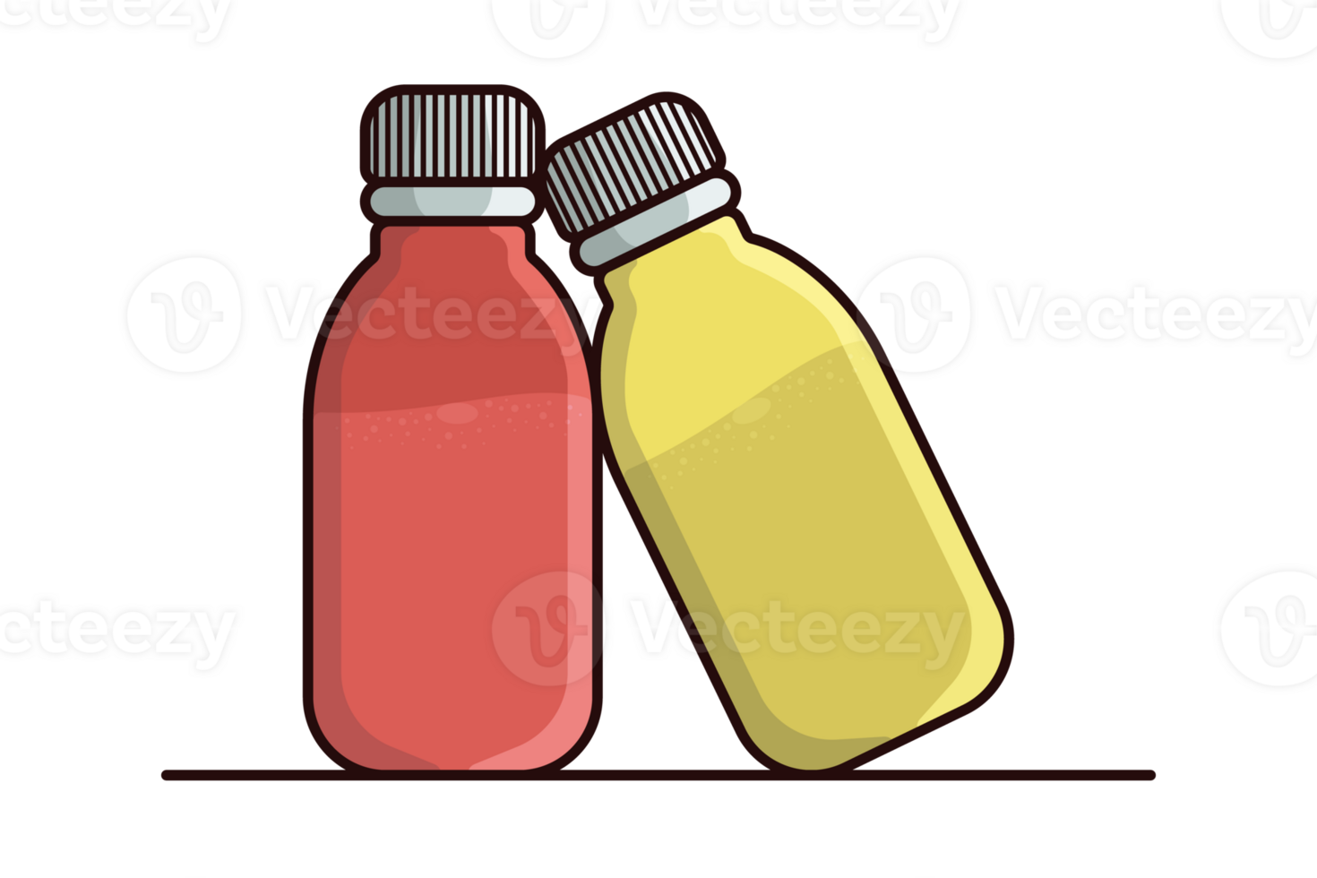 zwei Husten Sirup Flaschen Illustration. Gesundheit und medizinisch Objekt Symbol Konzept. Husten Flasche mit Kräuter- Husten Abhilfe, Kräuter- Medizin. Behandlung von Grippe, Erkrankung, Krankheit. png