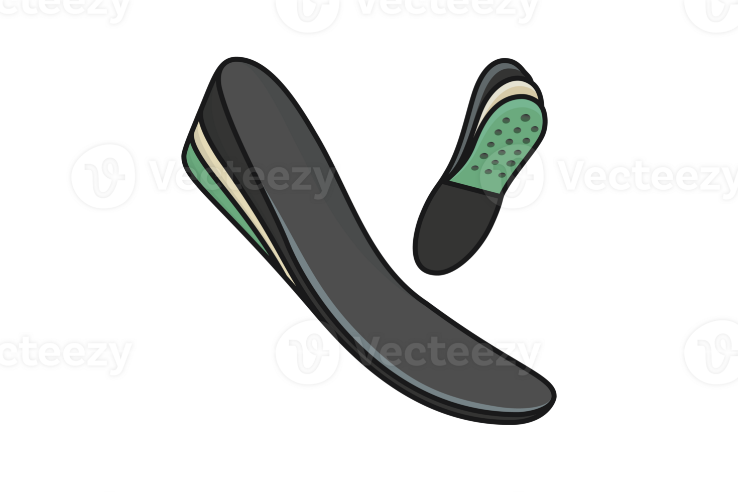 Comfortable shoes arch support insoles illustration. Fashion object icon concept. Two-layered shoe arch support insole design. png