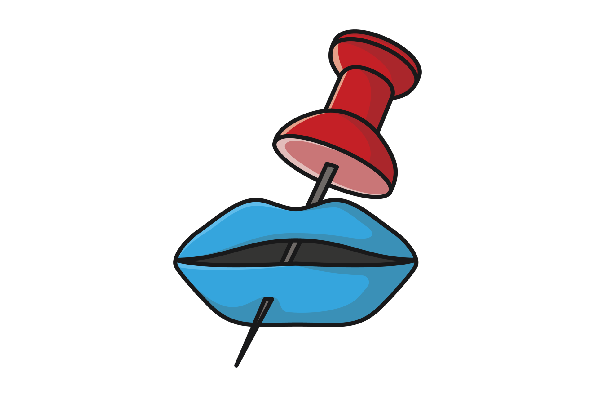 Red Push Pin in Women Lips illustration. Women's rights concept. Happy women day concept. Don't