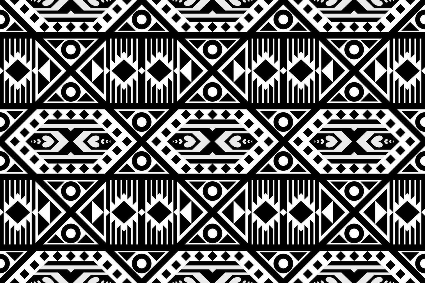 Black and white geometric ethnic seamless pattern design for wallpaper, background, fabric, curtain, carpet, clothing, and wrapping. vector