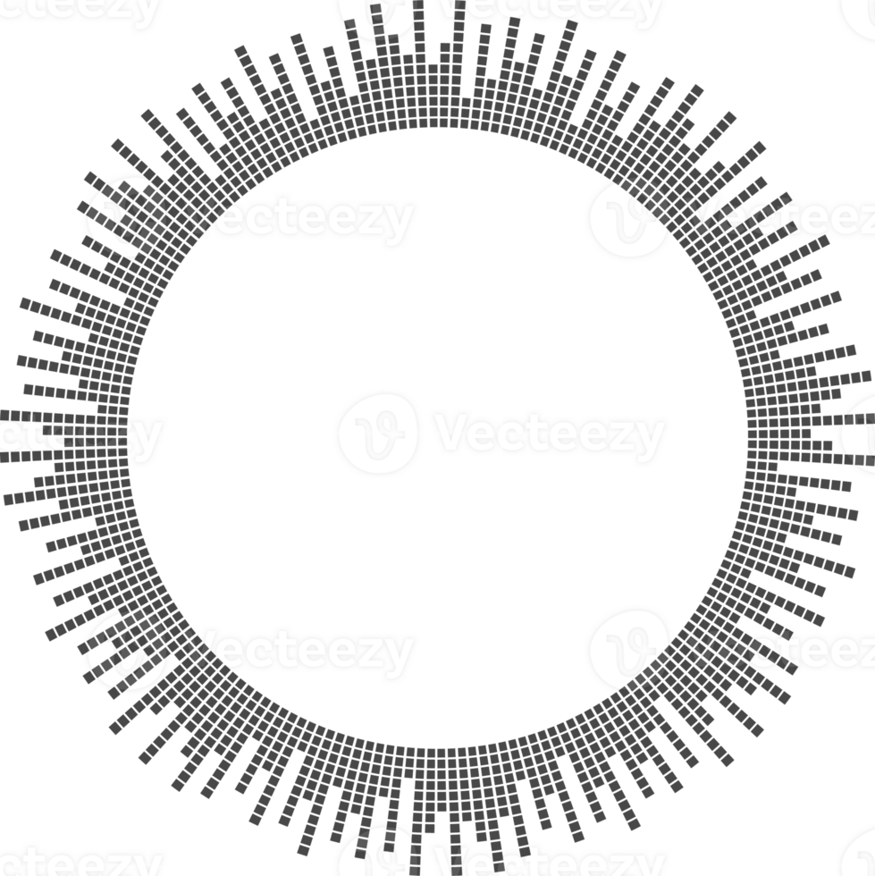 cirkel ljud Vinka. audio musik utjämnare. runda cirkulär ikon. spektrum radiell mönster och frekvens ram. png