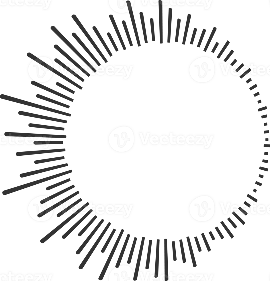 Kreis Klang Welle. Audio- Musik- Ausgleich. runden kreisförmig Symbol. Spektrum radial Muster und Frequenz Rahmen png