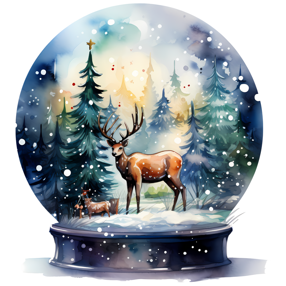 neige globes Noël aquarelle sublimation ai génératif png