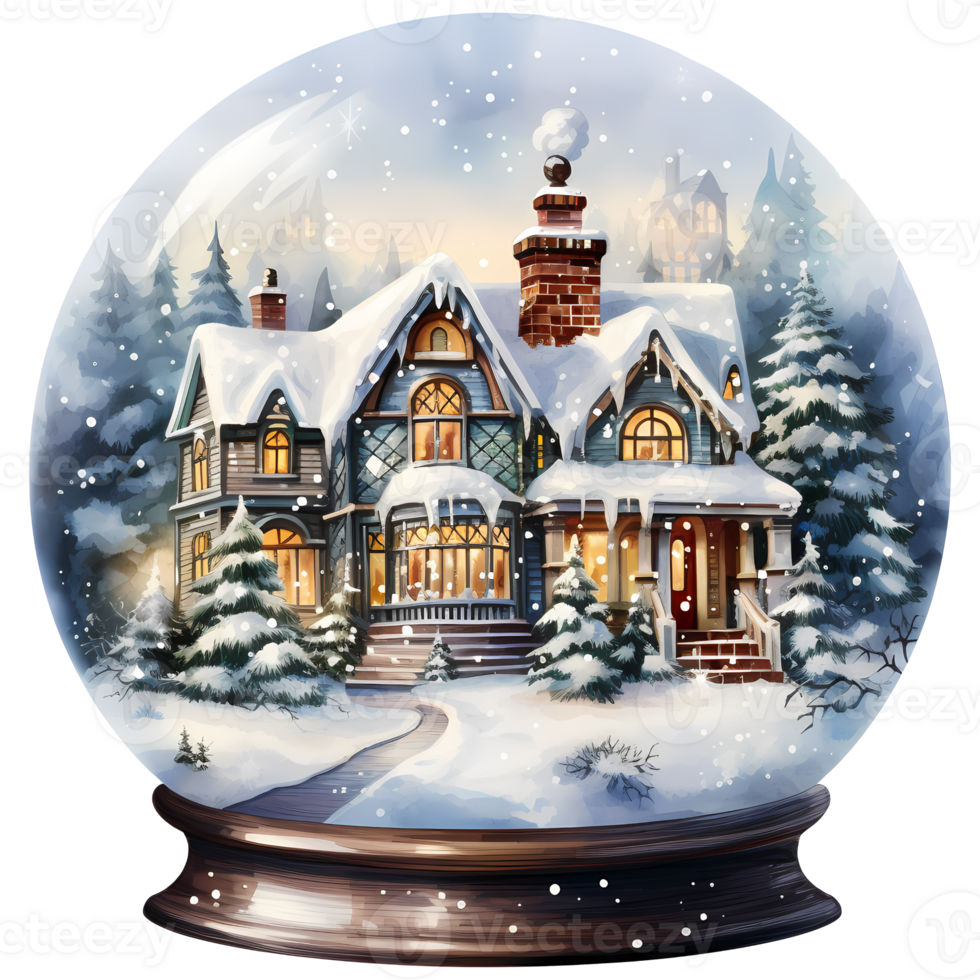 neige globes Noël aquarelle sublimation ai génératif png