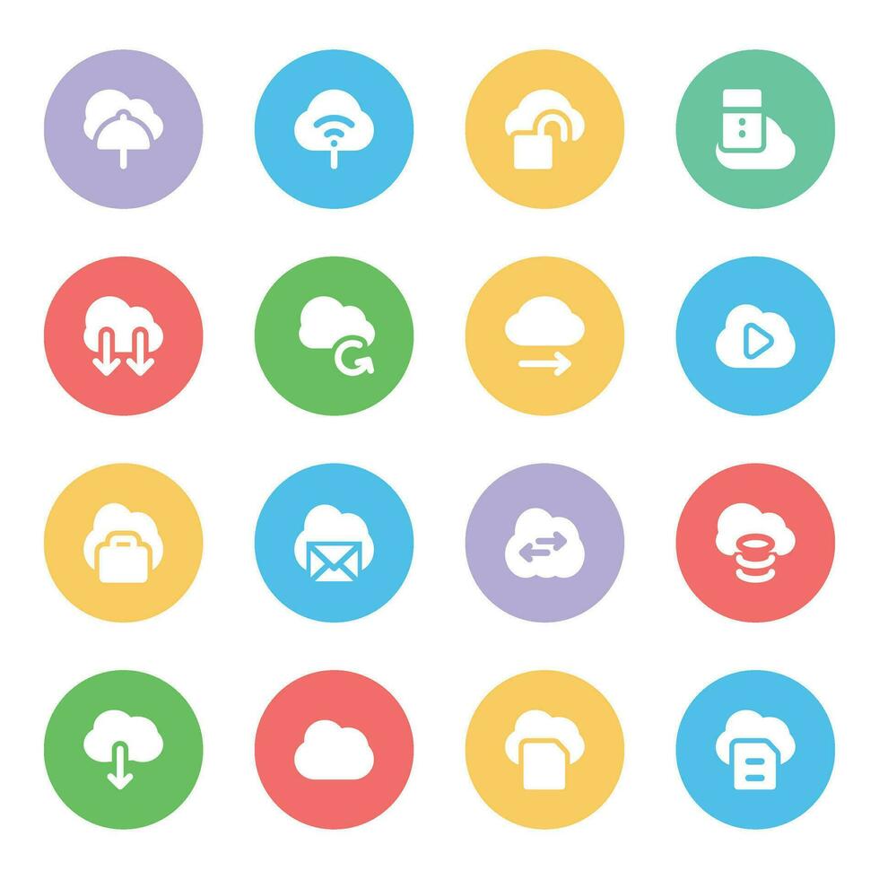 Set of cloud services flat icons 28632509 vector art at vecteezy